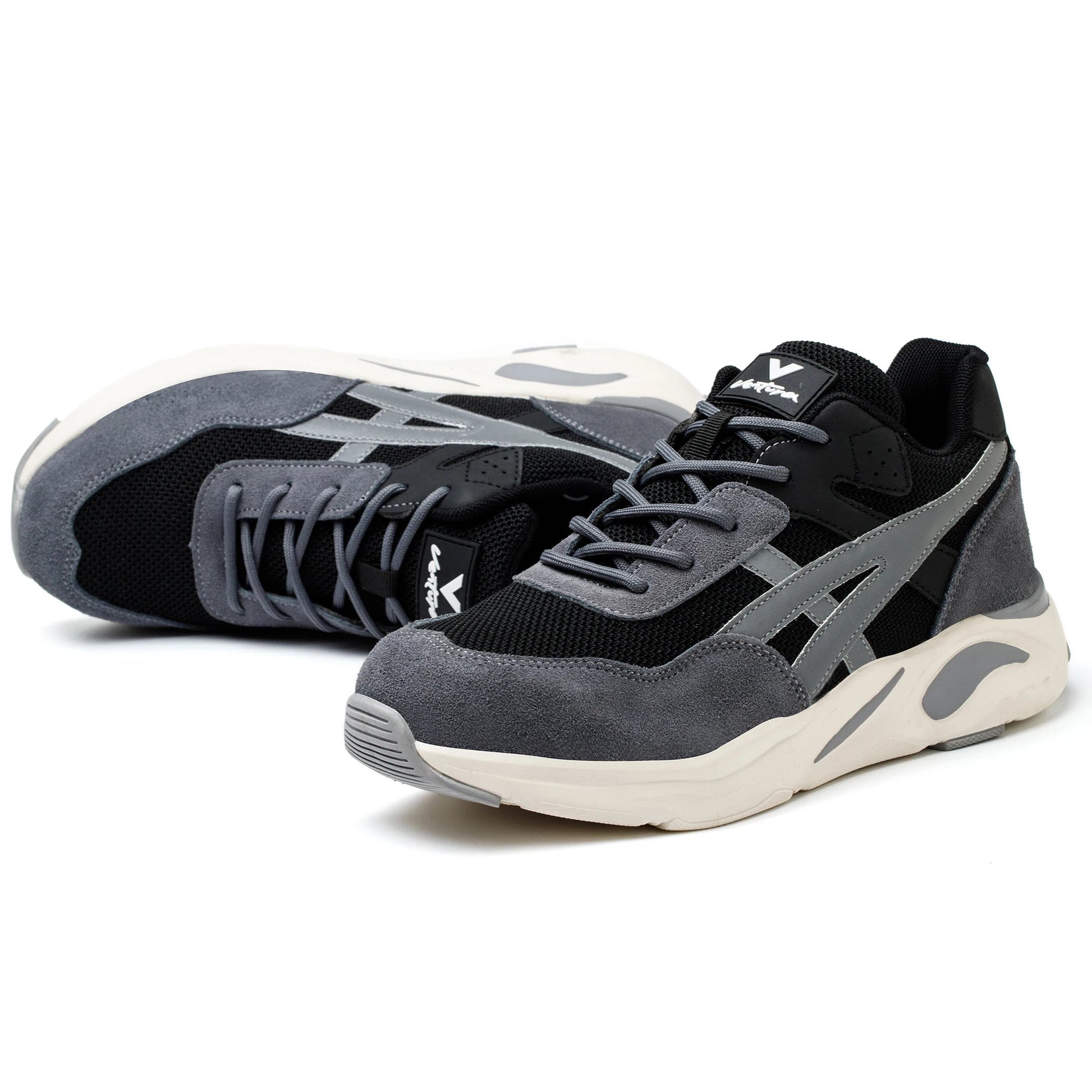 High Quality Suede Leather Mesh Sport Safety Shoes with Steel Toe Anti-Slip Rubber PU Sole Safe Color Block-for Summer Winter Shield Tread