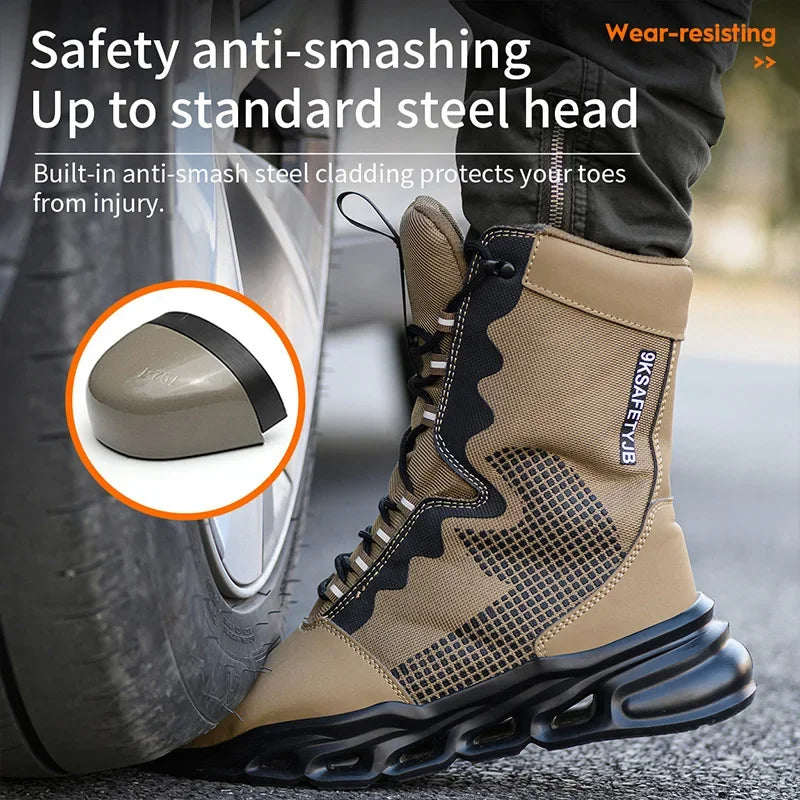 Steel Toe Leather Work Boots: Anti-Puncture, Durable Shield Tread