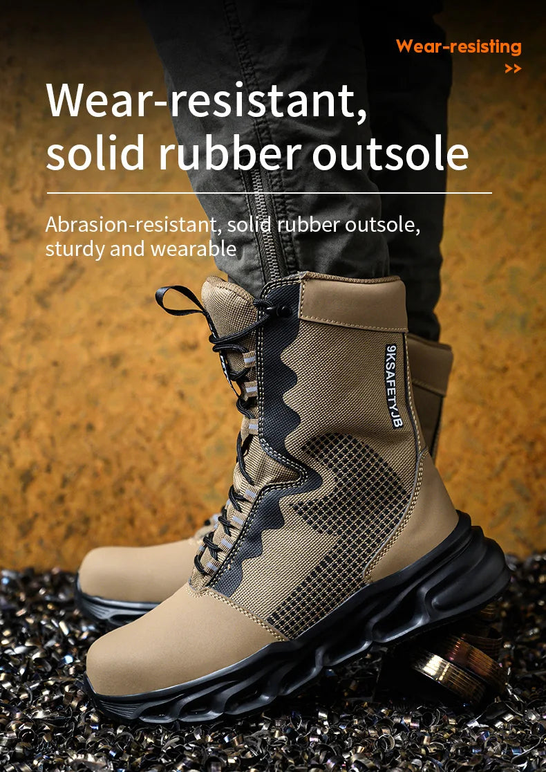 Steel Toe Leather Work Boots: Anti-Puncture, Durable Shield Tread