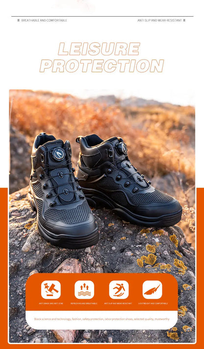 Knob Lacing Steel Toe Work Boots: Anti-Smash, Puncture-Proof Shield Tread