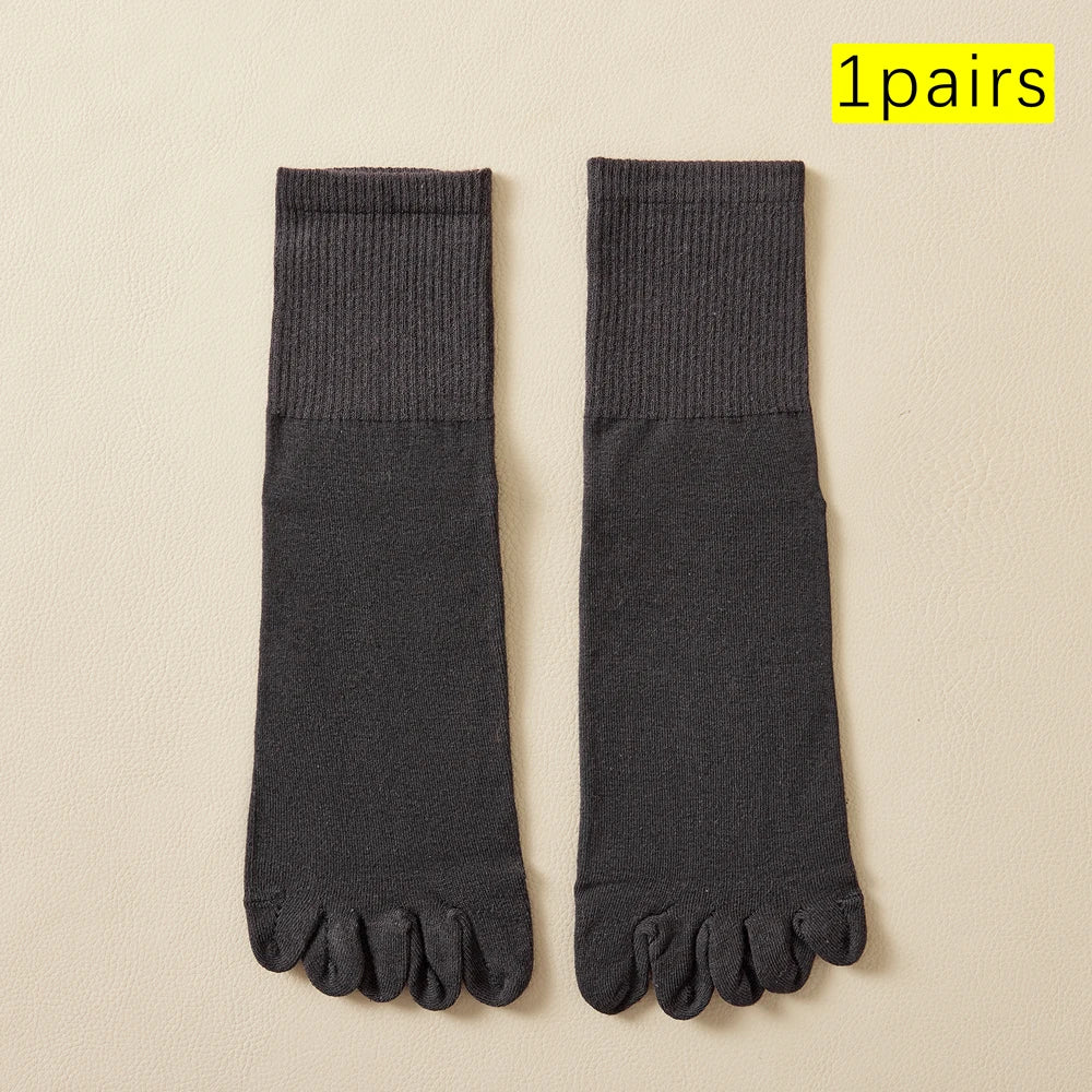 Hot Sale Men's Cotton Toe Socks Moisture-Wicking Odor Control Seamless Toe Design Long Crew Socks for Sports Daily Wear Shield Tread