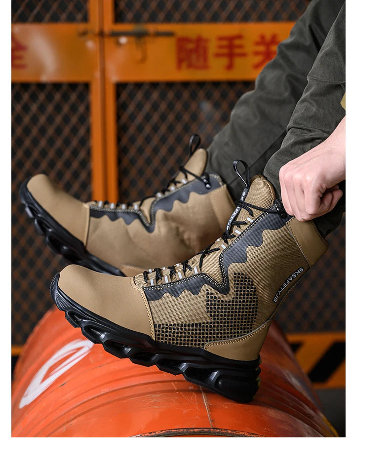 Steel Toe Leather Work Boots: Anti-Puncture, Durable Shield Tread