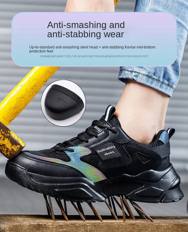 Women's Safety Sneakers: Anti-Smash, Anti-Puncture, Breathable Shield Tread