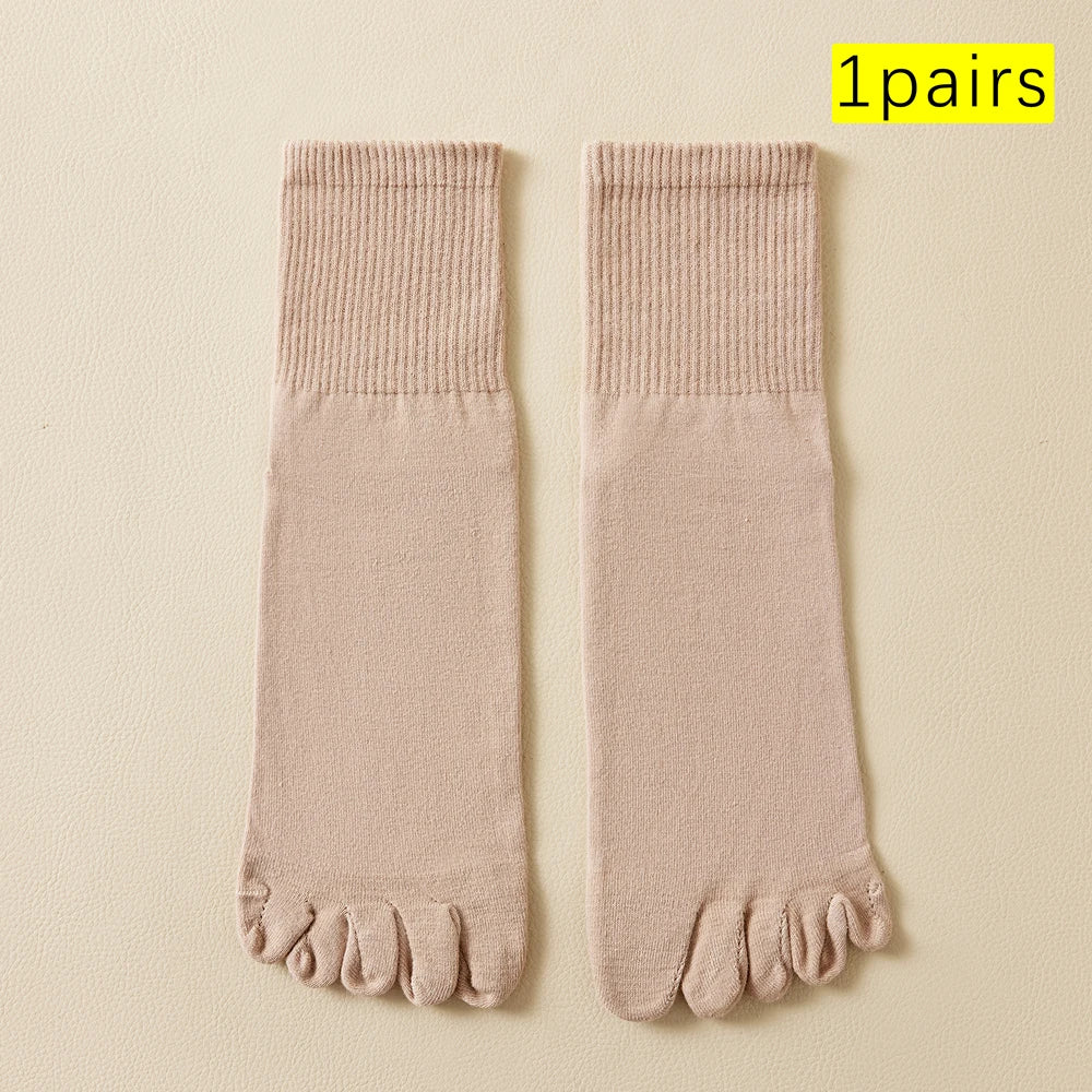 Hot Sale Men's Cotton Toe Socks Moisture-Wicking Odor Control Seamless Toe Design Long Crew Socks for Sports Daily Wear Shield Tread