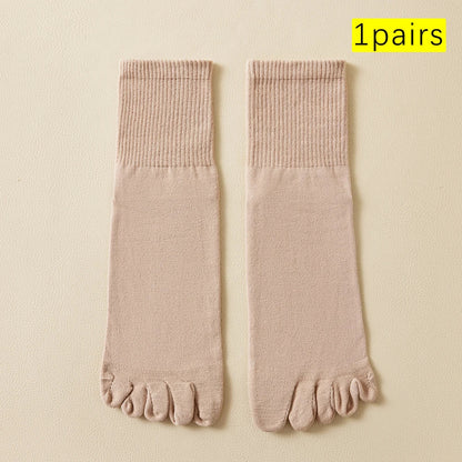 Hot Sale Men's Cotton Toe Socks Moisture-Wicking Odor Control Seamless Toe Design Long Crew Socks for Sports Daily Wear Shield Tread
