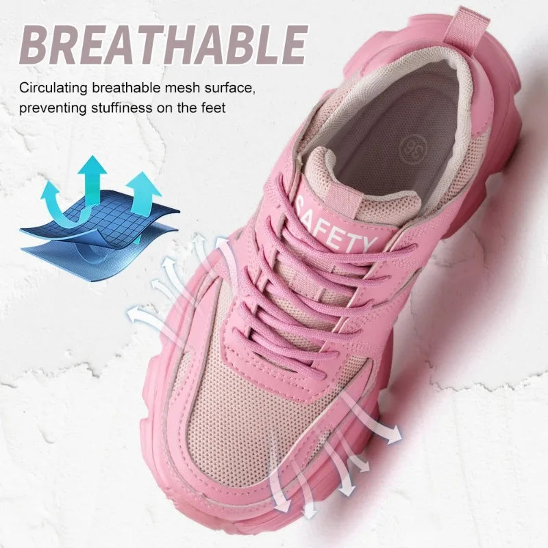 Women's Lightweight Steel Toe Sneakers: Fashion, Elegant Shield Tread