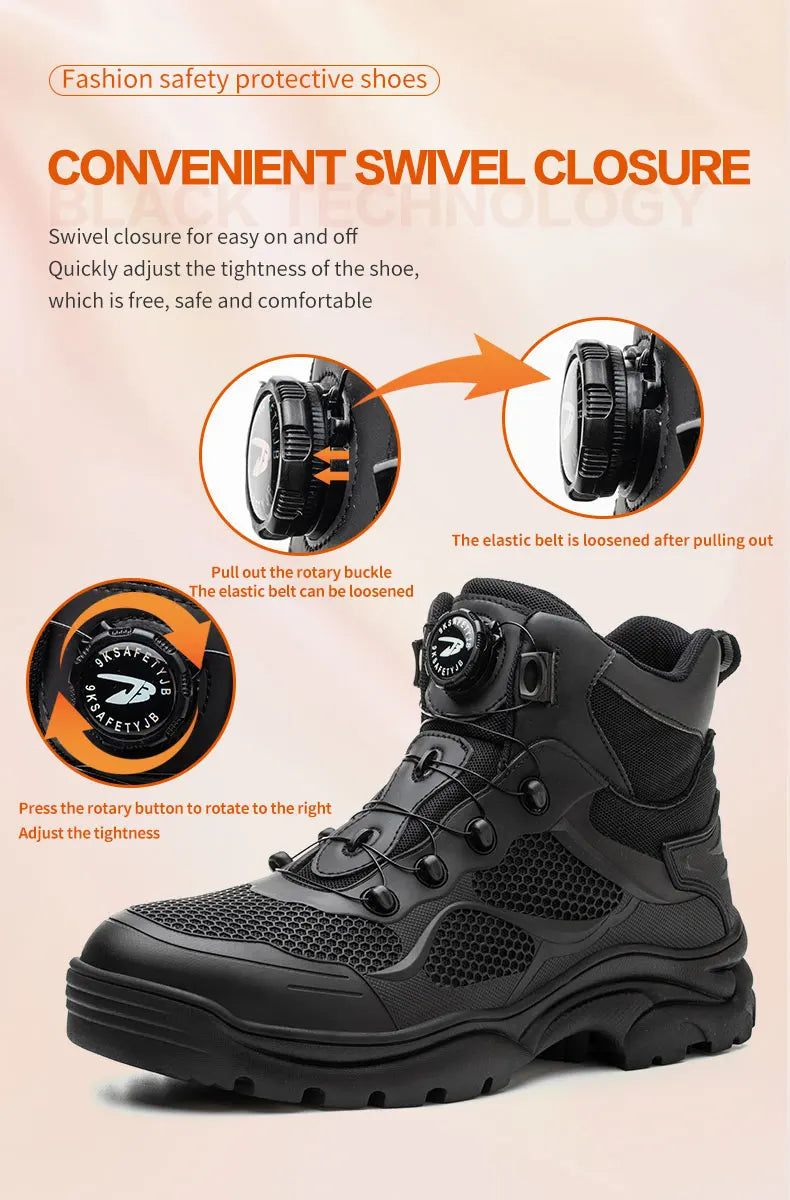 Knob Lacing Steel Toe Work Boots: Anti-Smash, Puncture-Proof Shield Tread