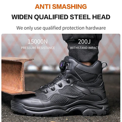 Knob Lacing Steel Toe Work Boots: Anti-Smash, Puncture-Proof Shield Tread