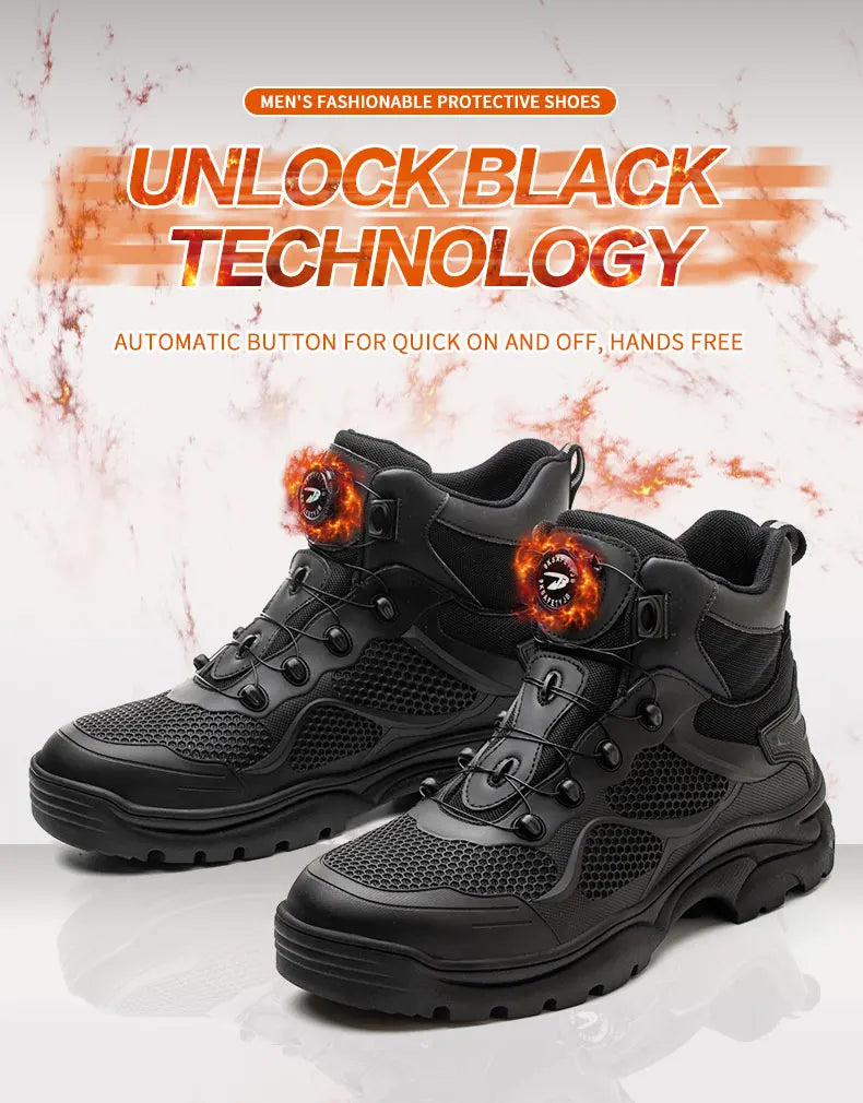 Knob Lacing Steel Toe Work Boots: Anti-Smash, Puncture-Proof Shield Tread