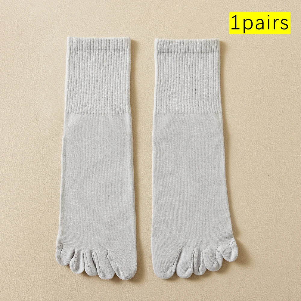 Hot Sale Men's Cotton Toe Socks Moisture-Wicking Odor Control Seamless Toe Design Long Crew Socks for Sports Daily Wear Shield Tread