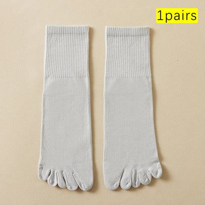 Hot Sale Men's Cotton Toe Socks Moisture-Wicking Odor Control Seamless Toe Design Long Crew Socks for Sports Daily Wear Shield Tread