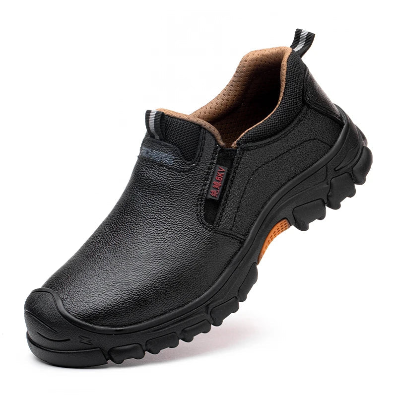 Split Cowhide Steel Toe Work Boots: Puncture-Proof, Durable Shield Tread