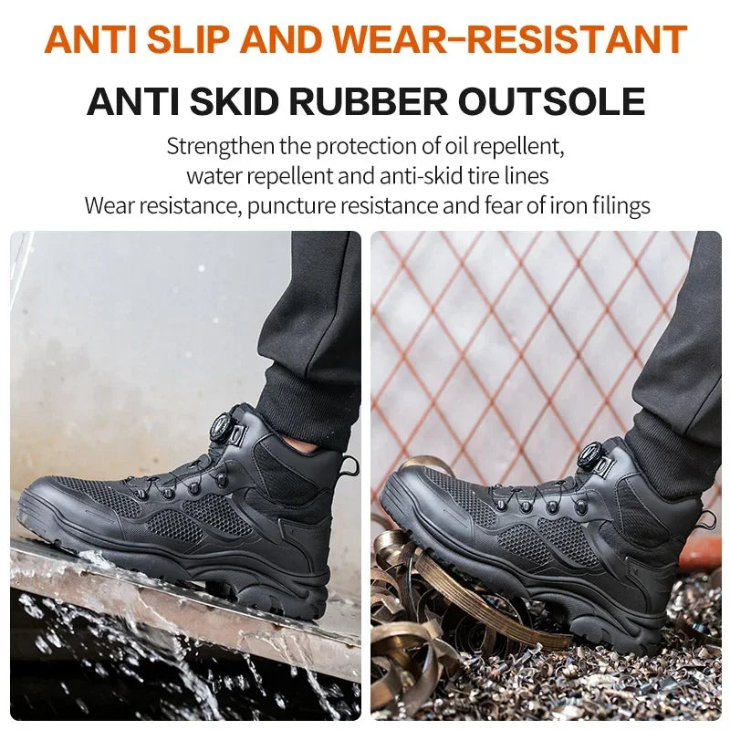 Knob Lacing Steel Toe Work Boots: Anti-Smash, Puncture-Proof Shield Tread