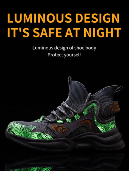 Luminous Steel Toe Work Sneakers: Anti-Slip, Comfortable Shield Tread