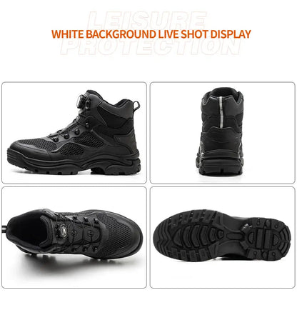 Knob Lacing Steel Toe Work Boots: Anti-Smash, Puncture-Proof Shield Tread