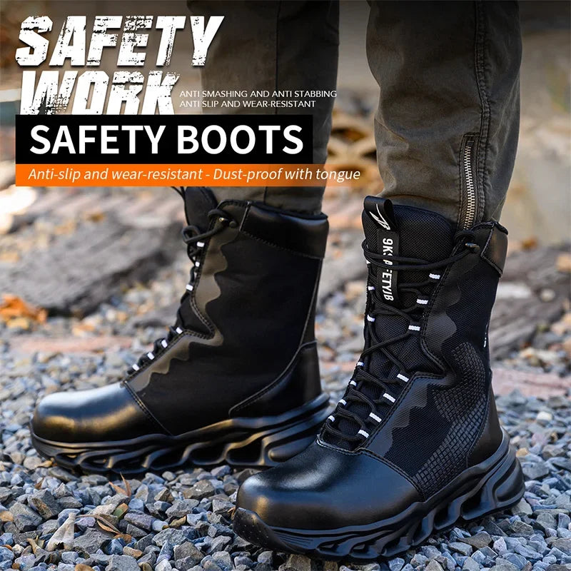 Steel Toe Leather Work Boots: Anti-Puncture, Durable Shield Tread