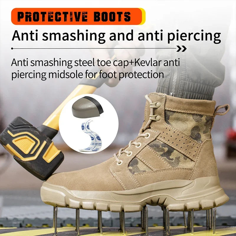 Steel Toe Kevlar Work Boots: Anti-Slip, Outdoor, Durable Shield Tread