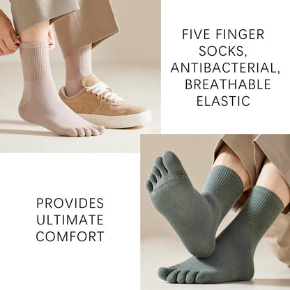Hot Sale Men's Cotton Toe Socks Moisture-Wicking Odor Control Seamless Toe Design Long Crew Socks for Sports Daily Wear Shield Tread