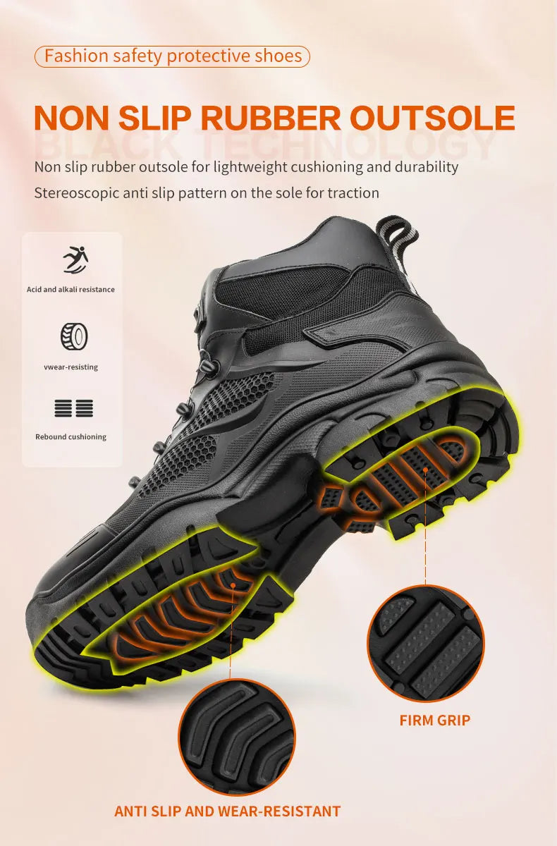 Knob Lacing Steel Toe Work Boots: Anti-Smash, Puncture-Proof Shield Tread