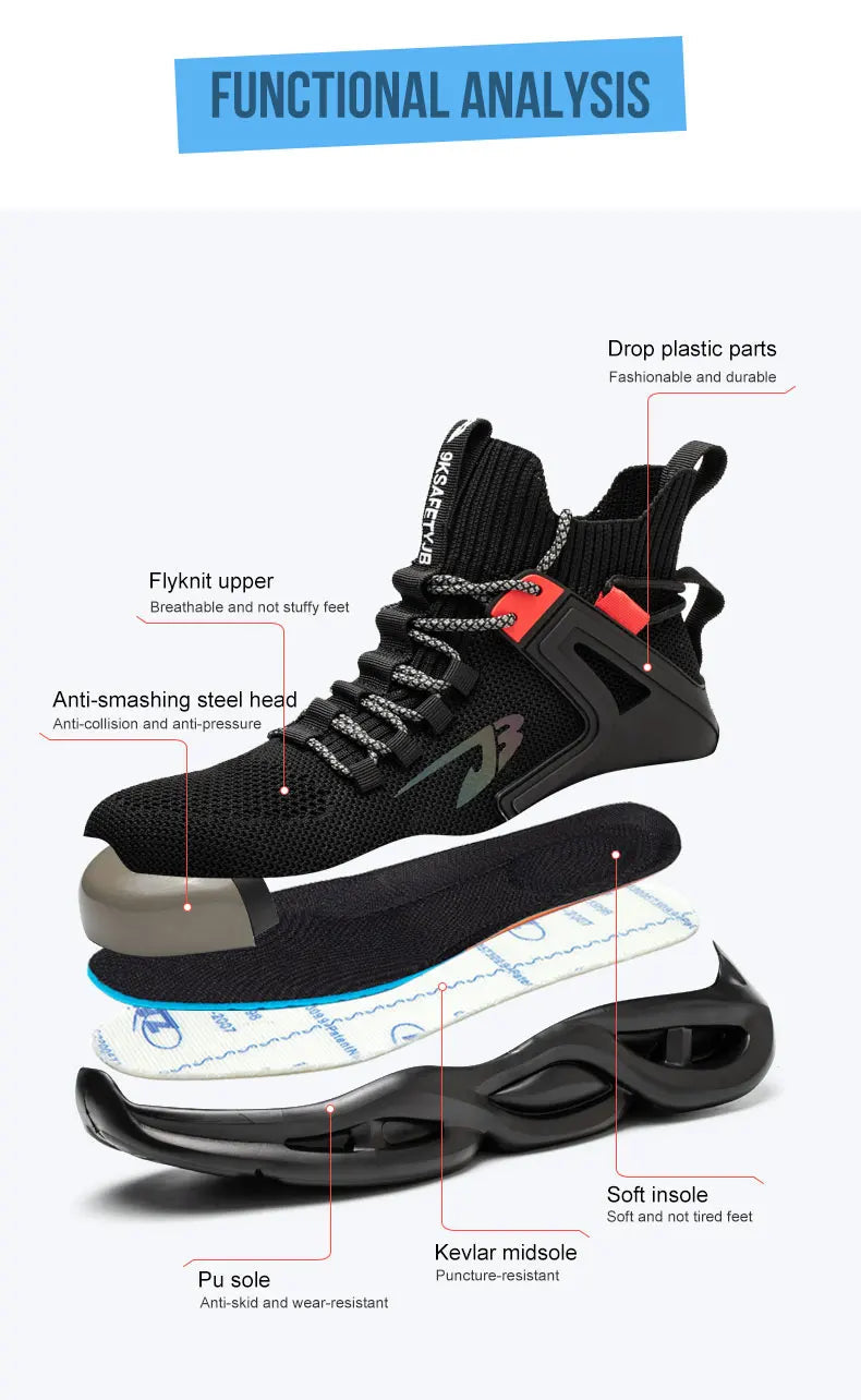 Breathable Steel Toe Safety Sneakers: Puncture-Proof, Lightweight Shield Tread