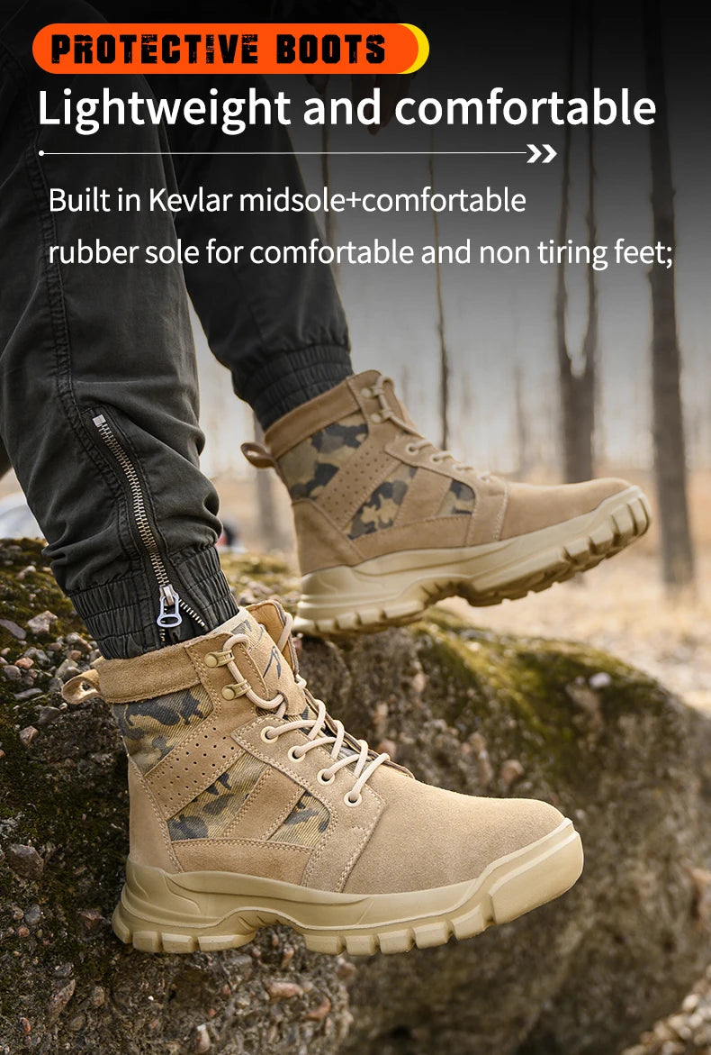 Steel Toe Kevlar Work Boots: Anti-Slip, Outdoor, Durable Shield Tread