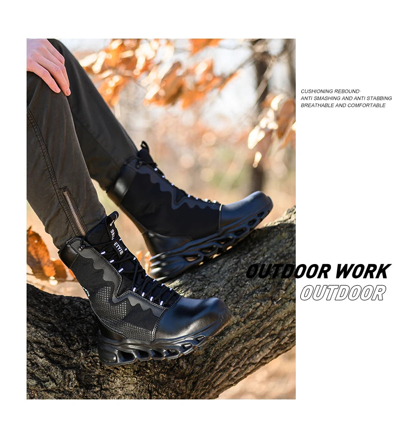 Steel Toe Leather Work Boots: Anti-Puncture, Durable Shield Tread