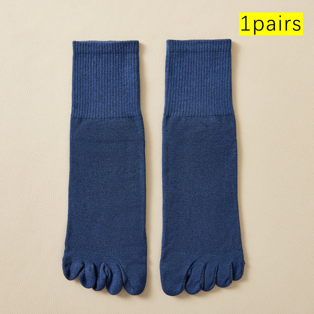 Hot Sale Men's Cotton Toe Socks Moisture-Wicking Odor Control Seamless Toe Design Long Crew Socks for Sports Daily Wear Shield Tread