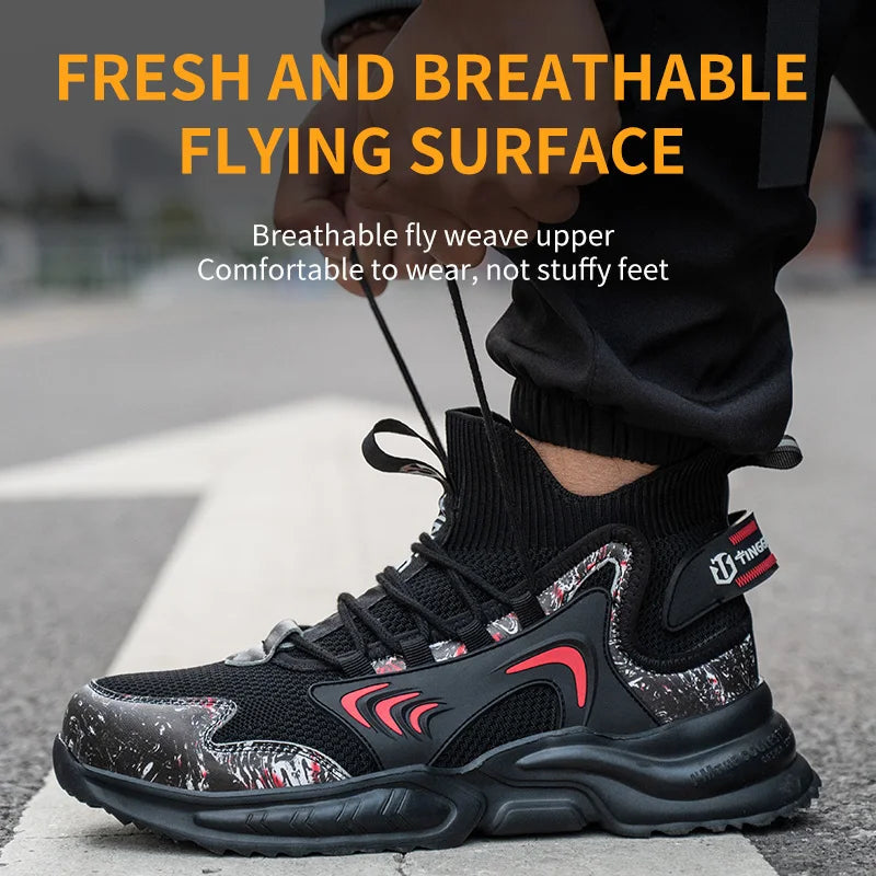 Luminous Steel Toe Work Sneakers: Anti-Slip, Comfortable Shield Tread