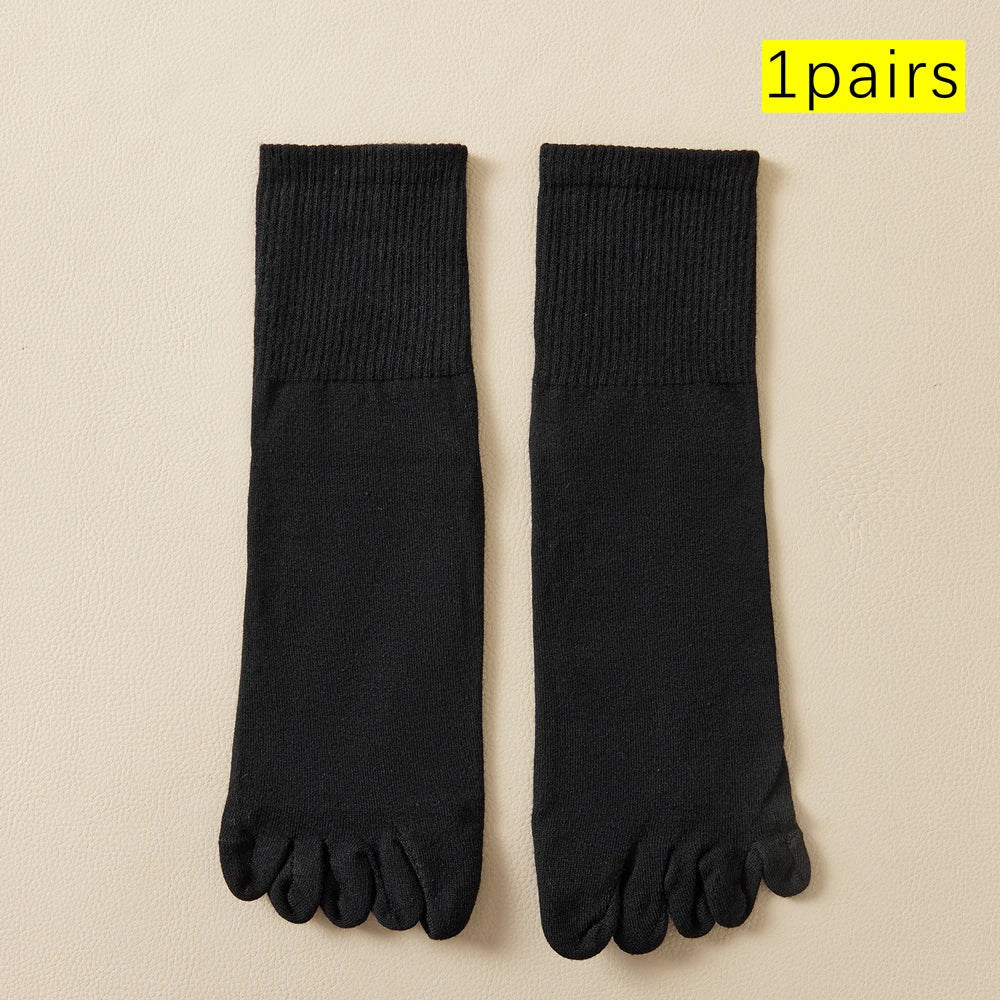 Hot Sale Men's Cotton Toe Socks Moisture-Wicking Odor Control Seamless Toe Design Long Crew Socks for Sports Daily Wear Shield Tread