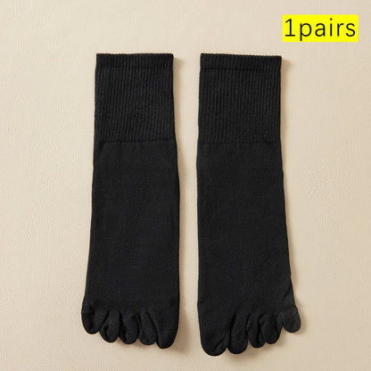 Hot Sale Men's Cotton Toe Socks Moisture-Wicking Odor Control Seamless Toe Design Long Crew Socks for Sports Daily Wear Shield Tread