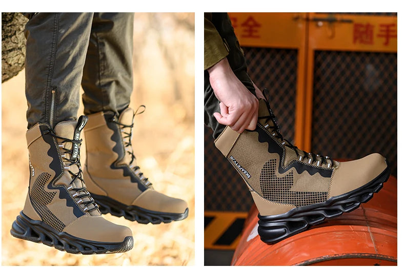 Steel Toe Leather Work Boots: Anti-Puncture, Durable Shield Tread