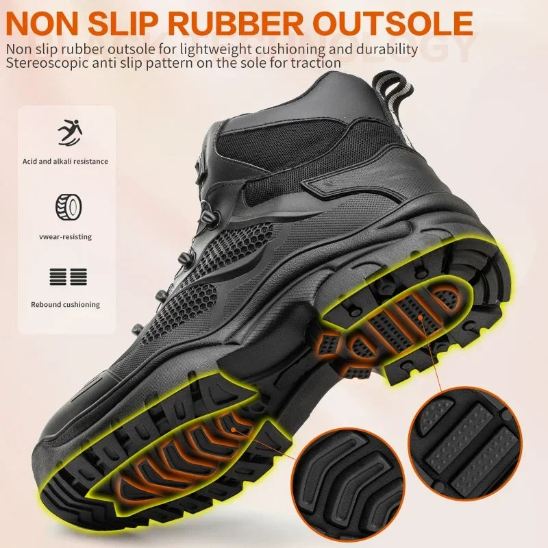 Knob Lacing Steel Toe Work Boots: Anti-Smash, Puncture-Proof Shield Tread