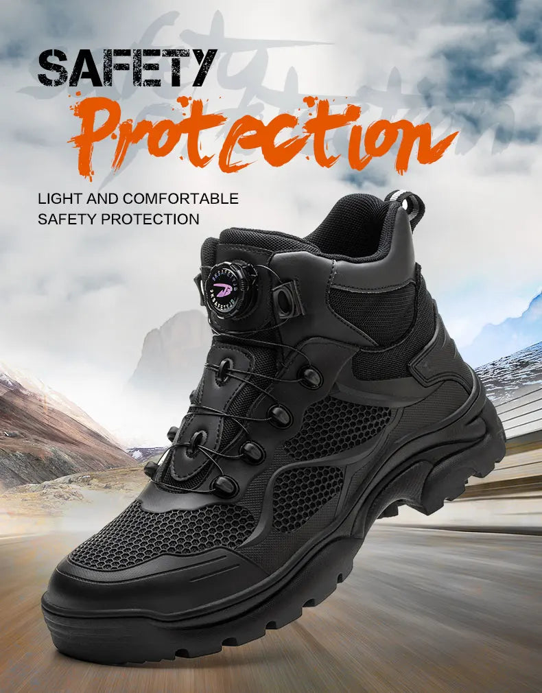 Knob Lacing Steel Toe Work Boots: Anti-Smash, Puncture-Proof Shield Tread