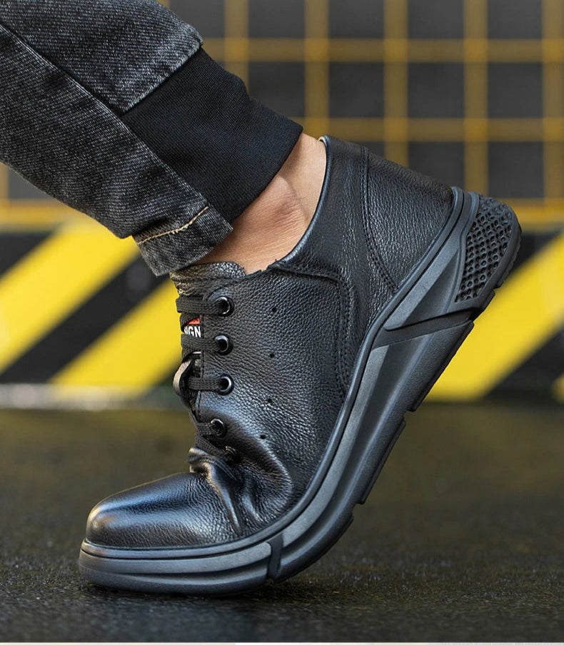 Genuine Leather Work Safety Shoes: Slip-Resistant, Durable Shield Tread