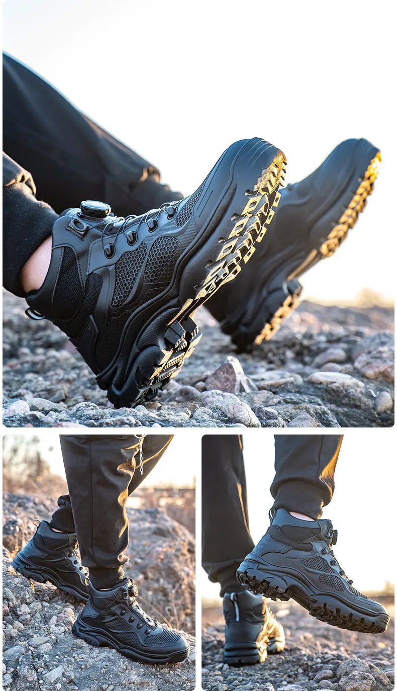 Knob Lacing Steel Toe Work Boots: Anti-Smash, Puncture-Proof Shield Tread