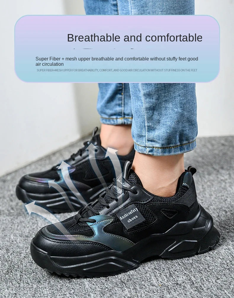 Women's Safety Sneakers: Anti-Smash, Anti-Puncture, Breathable Shield Tread