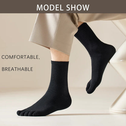 Hot Sale Men's Cotton Toe Socks Moisture-Wicking Odor Control Seamless Toe Design Long Crew Socks for Sports Daily Wear Shield Tread