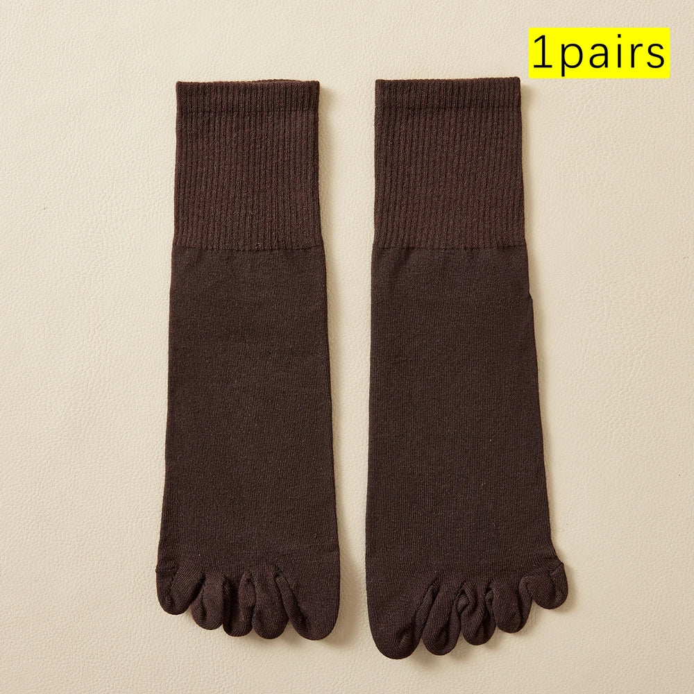 Hot Sale Men's Cotton Toe Socks Moisture-Wicking Odor Control Seamless Toe Design Long Crew Socks for Sports Daily Wear Shield Tread