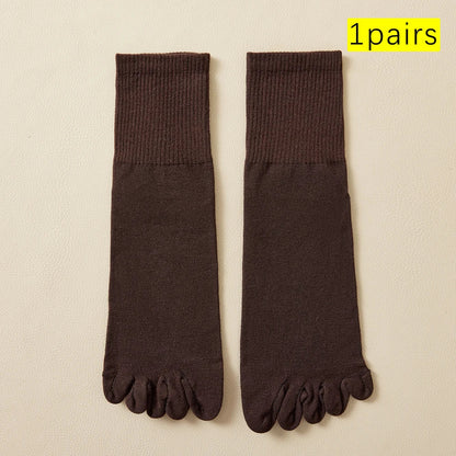 Hot Sale Men's Cotton Toe Socks Moisture-Wicking Odor Control Seamless Toe Design Long Crew Socks for Sports Daily Wear Shield Tread