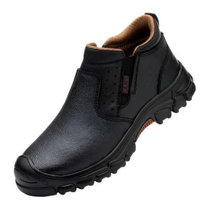 Split Cowhide Steel Toe Work Boots: Puncture-Proof, Durable Shield Tread