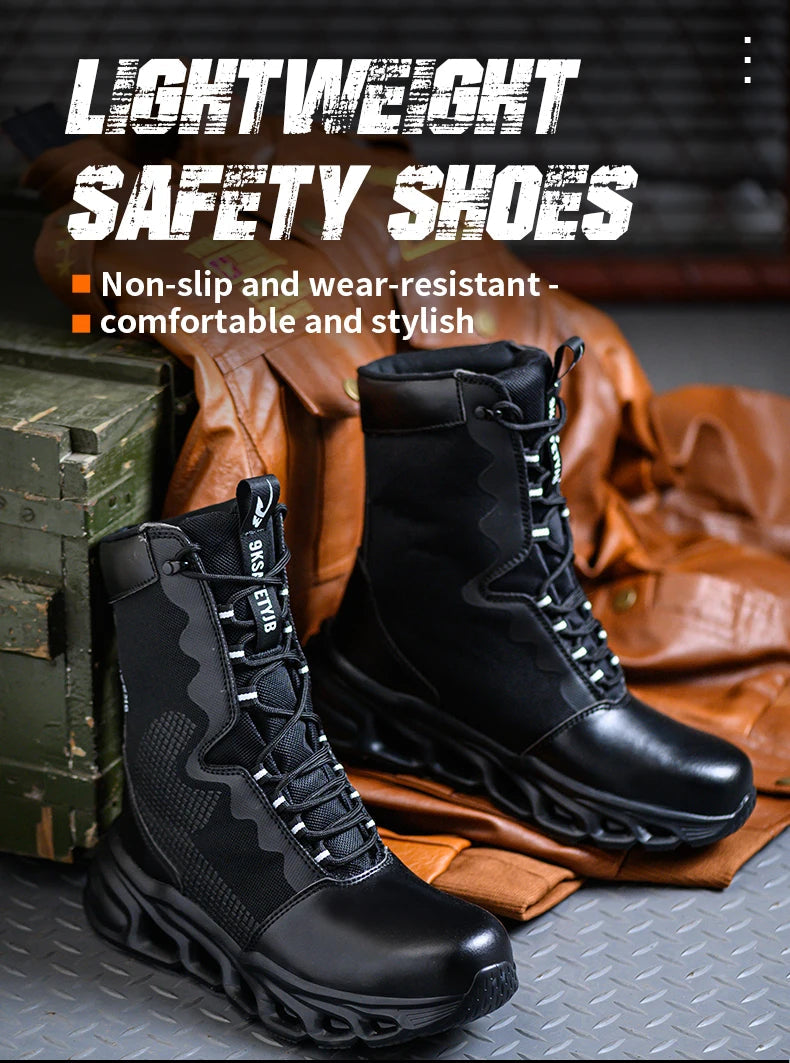 Steel Toe Leather Work Boots: Anti-Puncture, Durable Shield Tread