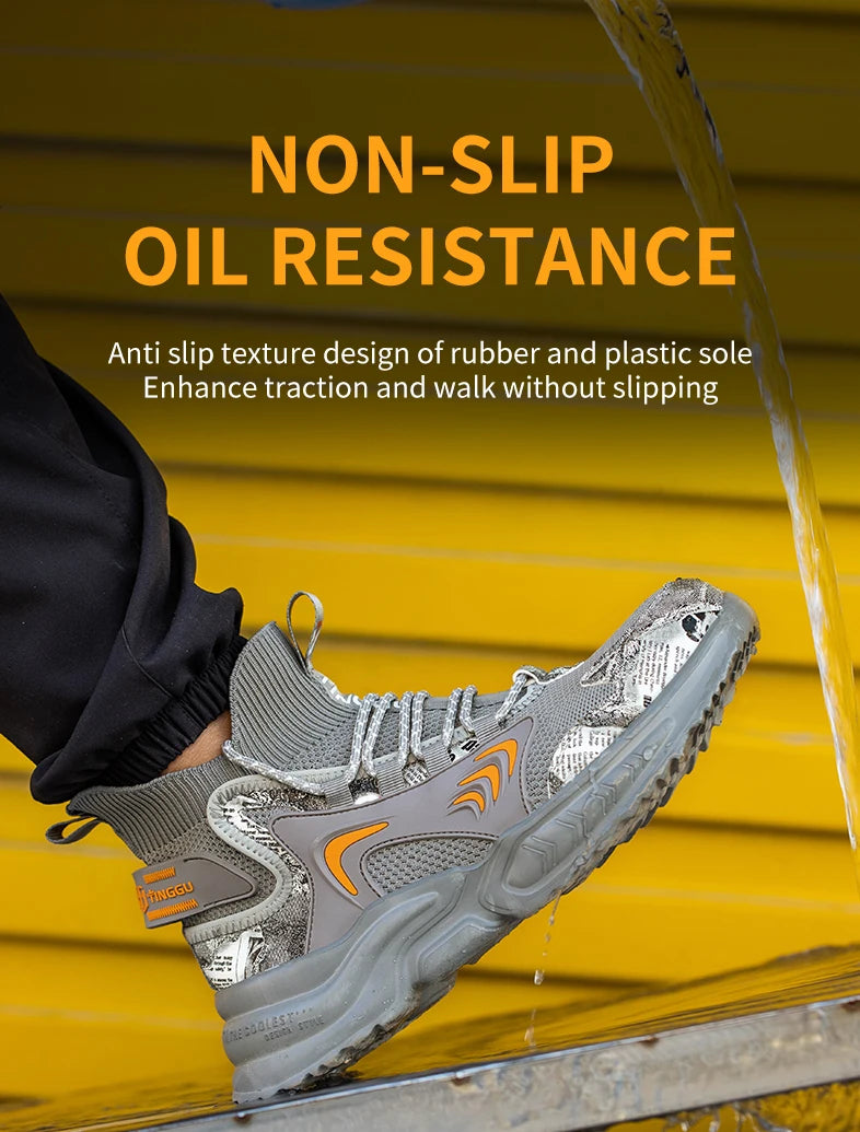 Luminous Steel Toe Work Sneakers: Anti-Slip, Comfortable Shield Tread