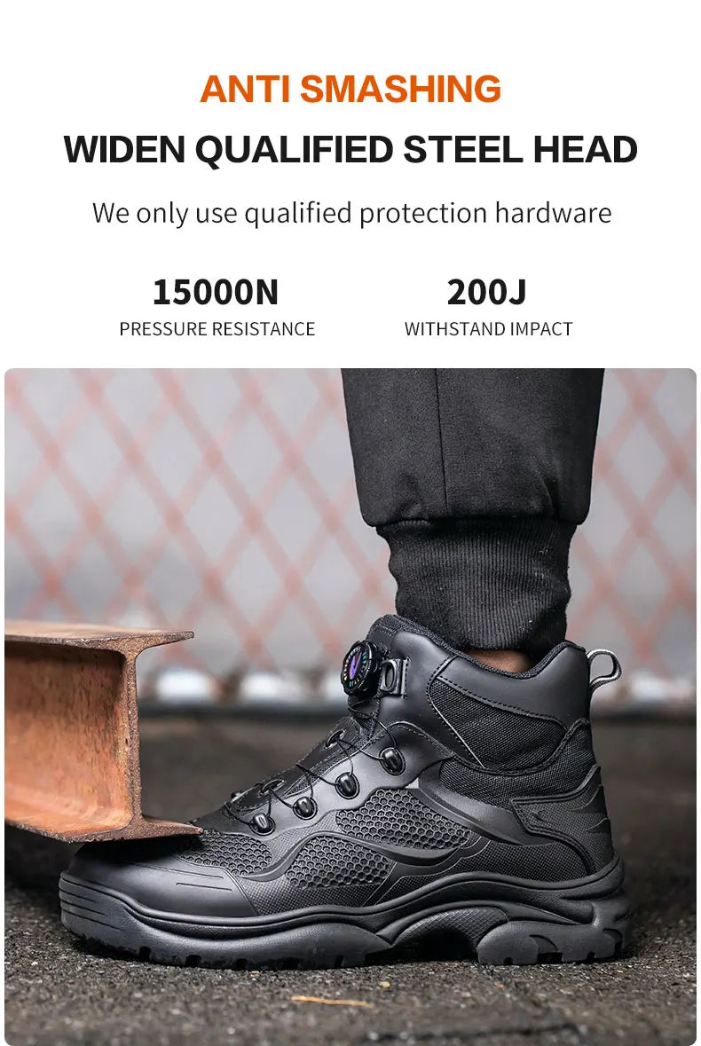 Knob Lacing Steel Toe Work Boots: Anti-Smash, Puncture-Proof Shield Tread