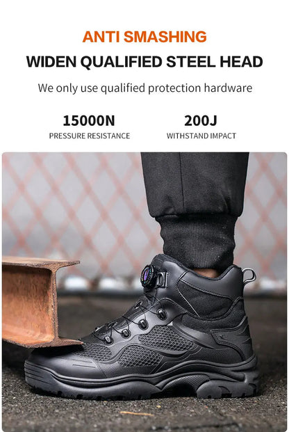 Knob Lacing Steel Toe Work Boots: Anti-Smash, Puncture-Proof Shield Tread