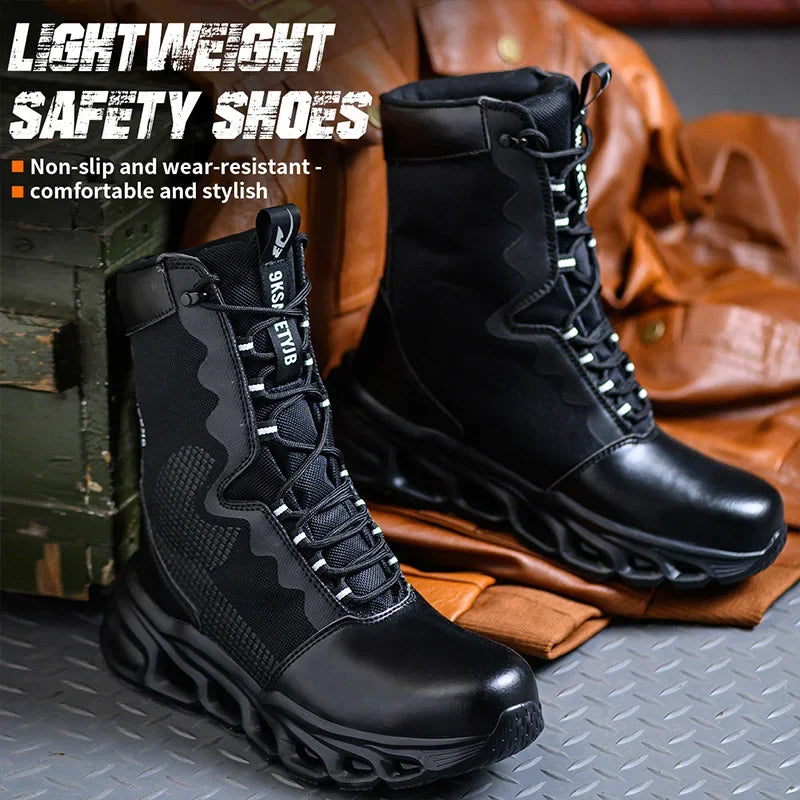 Steel Toe Leather Work Boots: Anti-Puncture, Durable Shield Tread