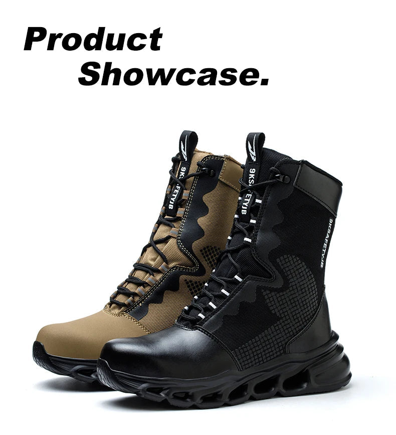 Steel Toe Leather Work Boots: Anti-Puncture, Durable Shield Tread