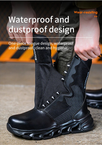 Steel Toe Leather Work Boots: Anti-Puncture, Durable Shield Tread