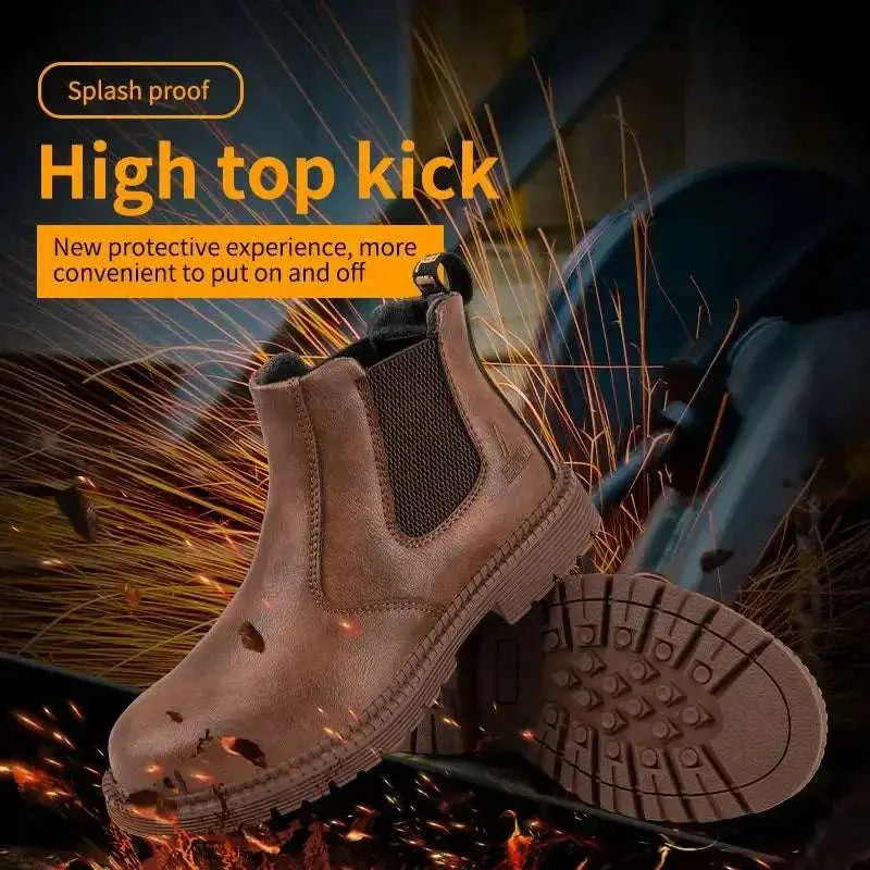 Shield Tread Waterproof Chelsea Steel Toe Work Boots 14:193#Black;200000124:200000334