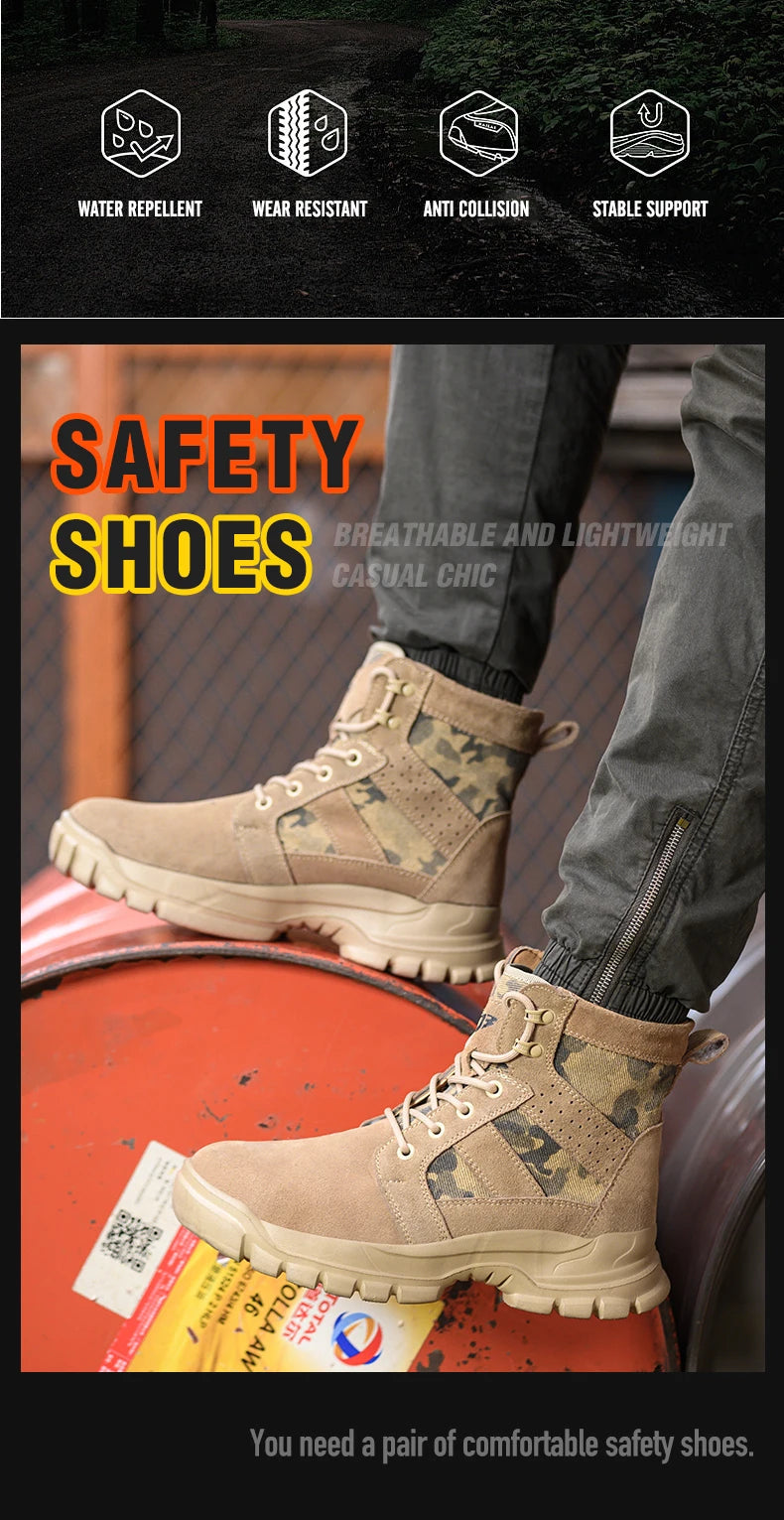 Steel Toe Kevlar Work Boots: Anti-Slip, Outdoor, Durable Shield Tread