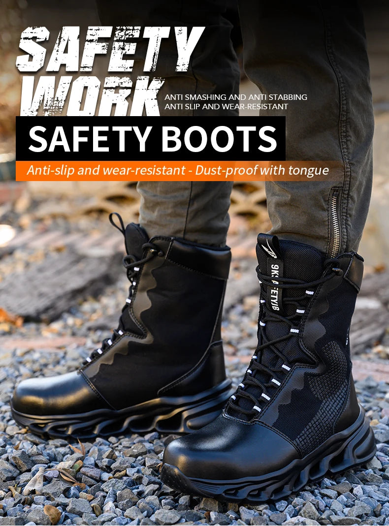 Steel Toe Leather Work Boots: Anti-Puncture, Durable Shield Tread